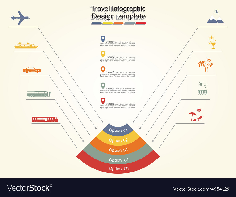 Infographic report template with lines and icons