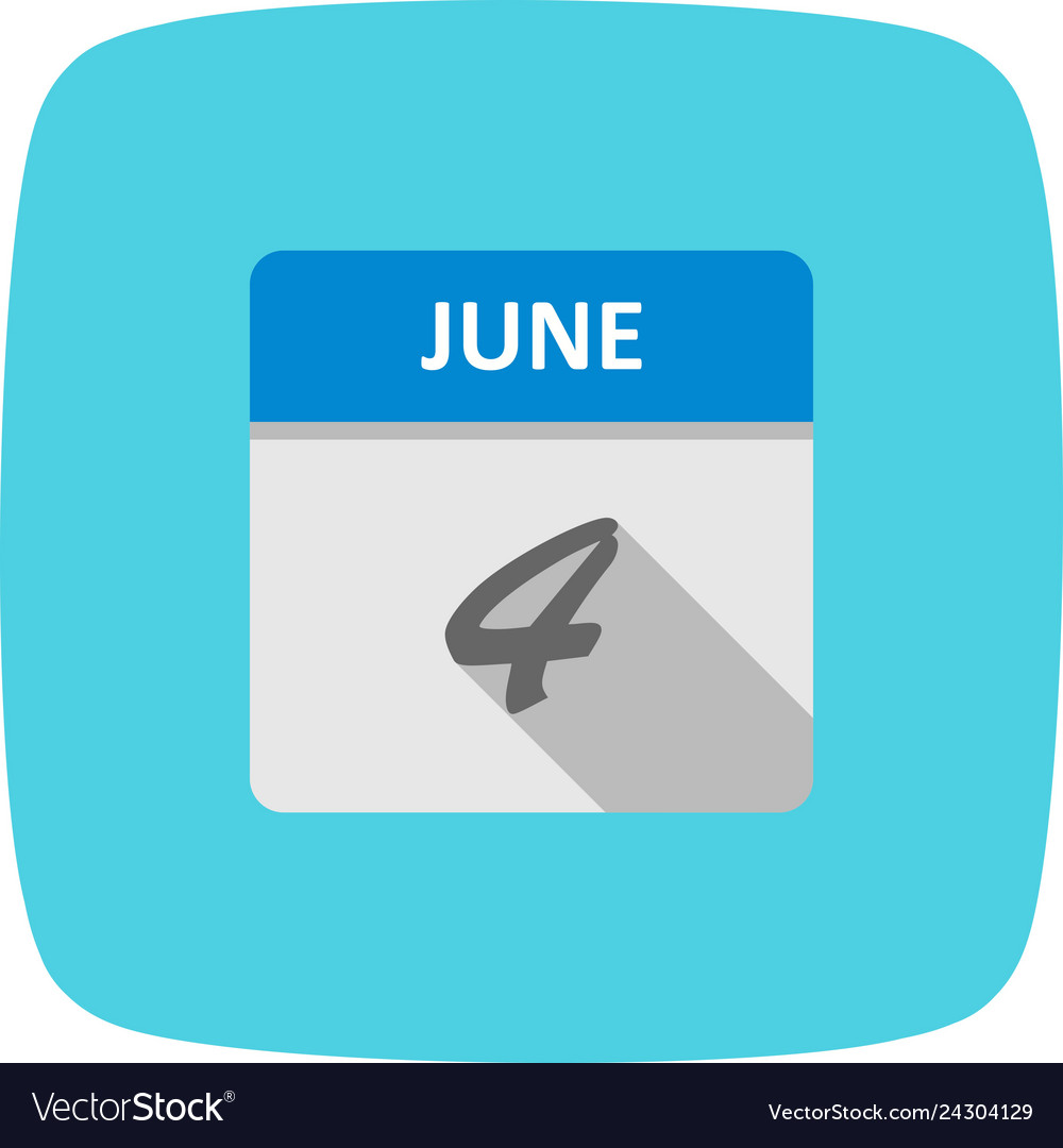 June 4th date on a single day calendar Royalty Free Vector