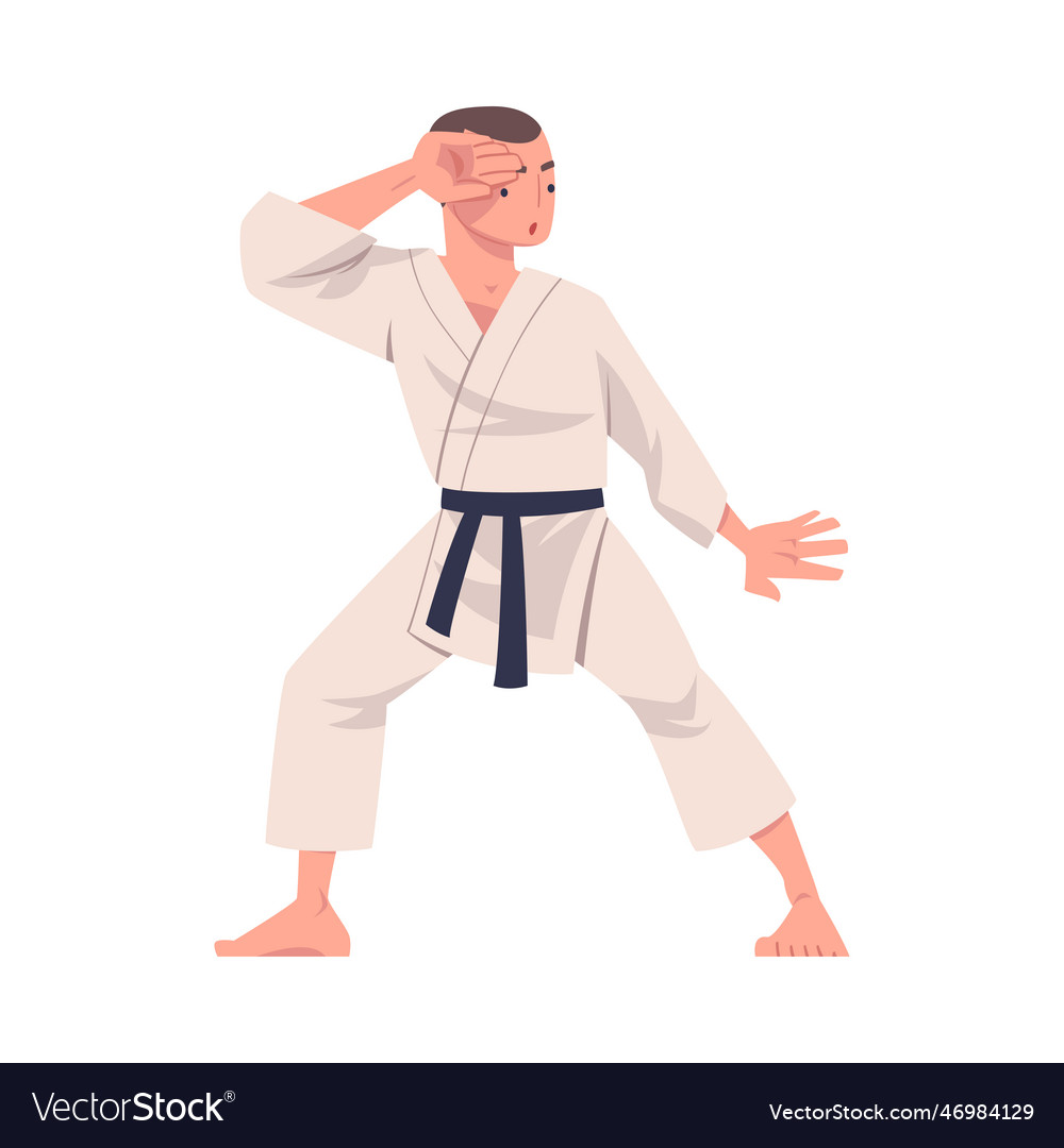 Karate man wearing kimono and black belt