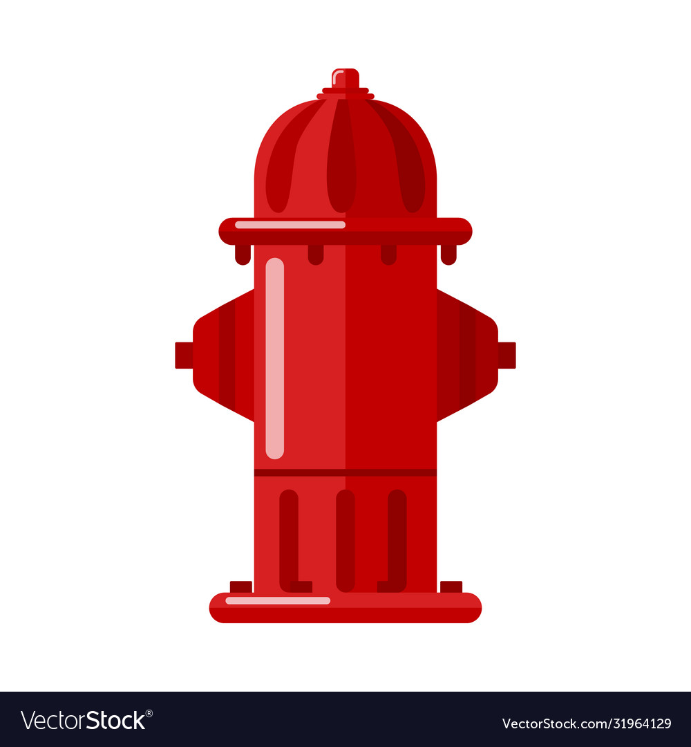 Red fire hydrant isolated in flat style Royalty Free Vector