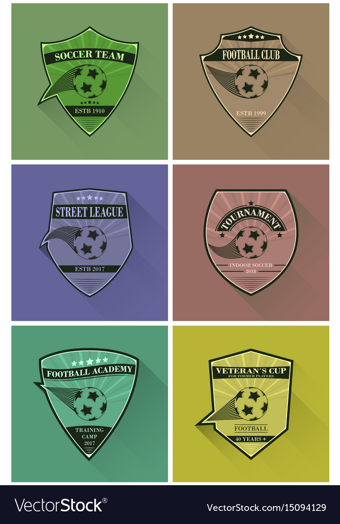 Set of soccer logos football logotypes in flat