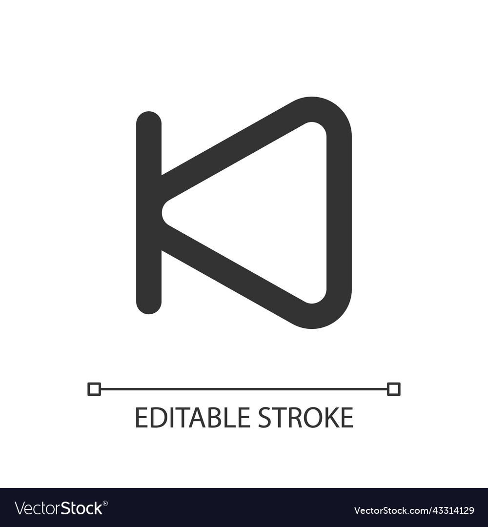 Skip previous button pixel perfect linear ui icon Vector Image