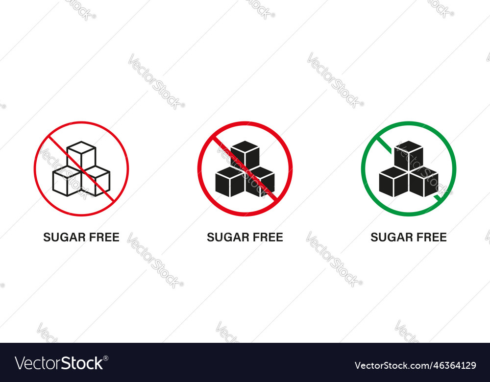 Sugar free silhouette and line icon set food Vector Image