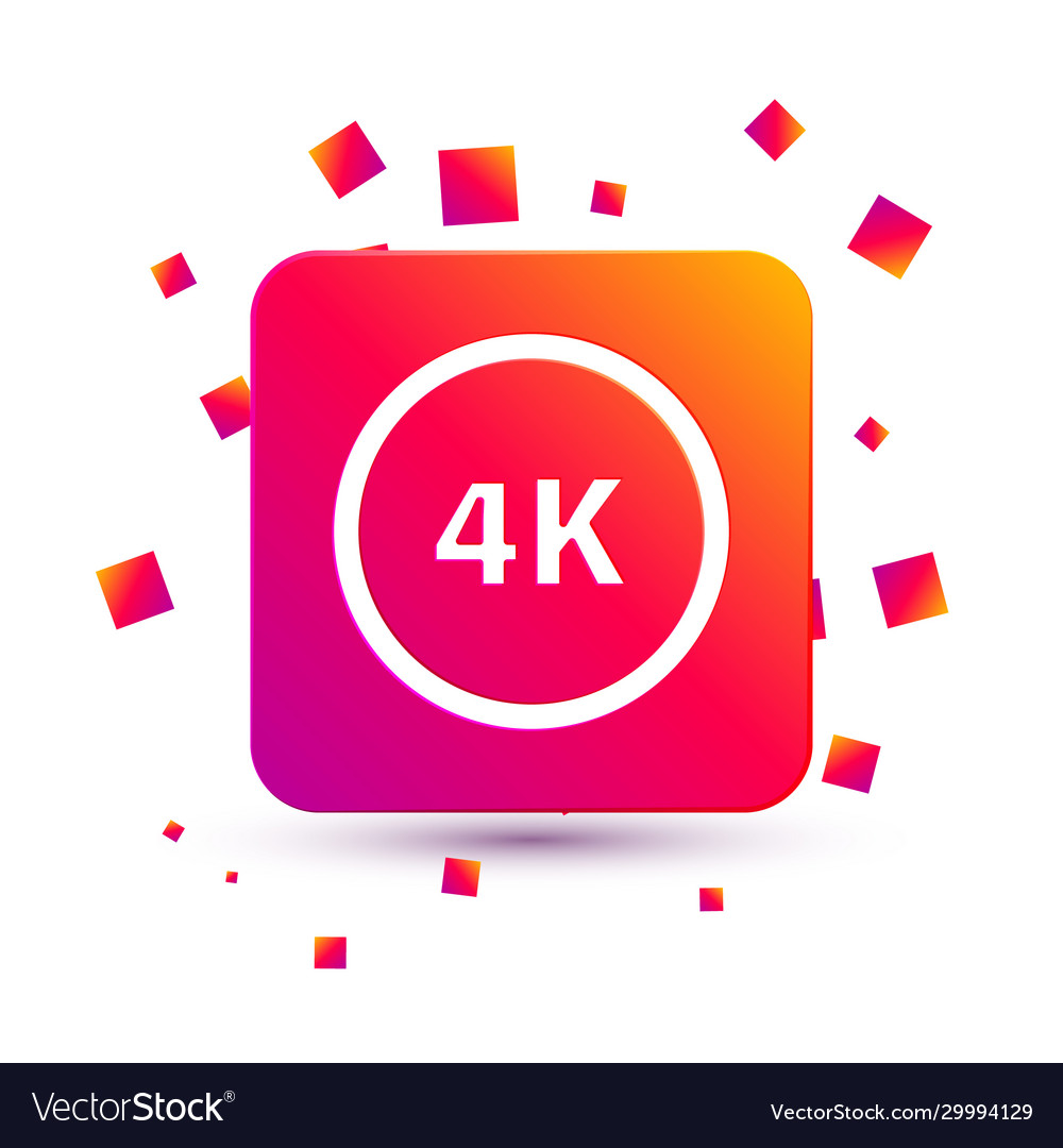 White 4k ultra hd icon isolated on