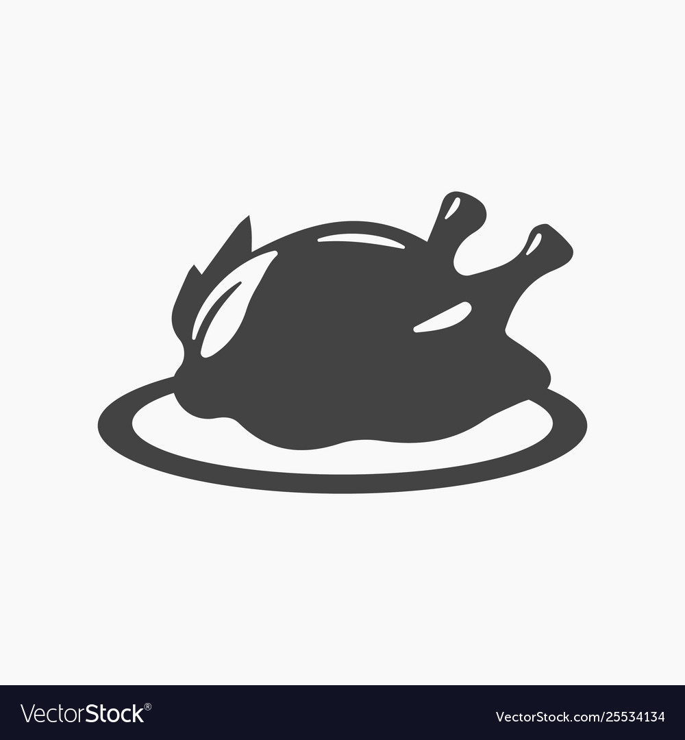 Black grilled chicken turkey icon