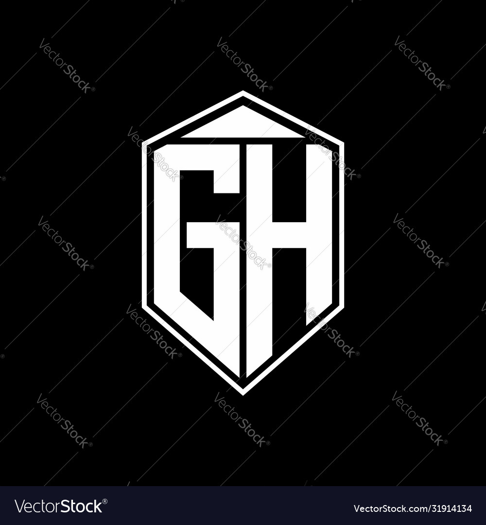 Gh logo monogram with emblem shape combination Vector Image