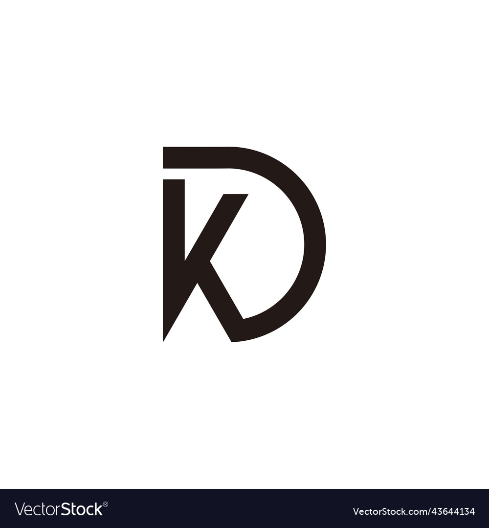 Letter k and d connect geometric symbol simple Vector Image