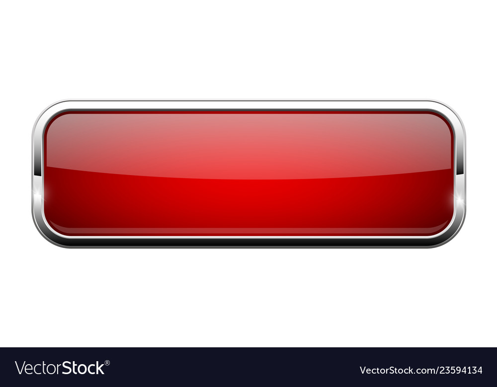 Download Red glass button shiny rectangle 3d web icon Vector Image