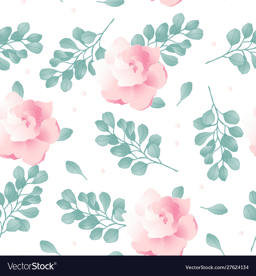 Seamless pattern wit floral eucalyptus