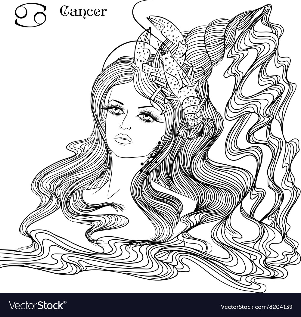 Astrological Sign Cancer As A Beautiful Girl Vector Image