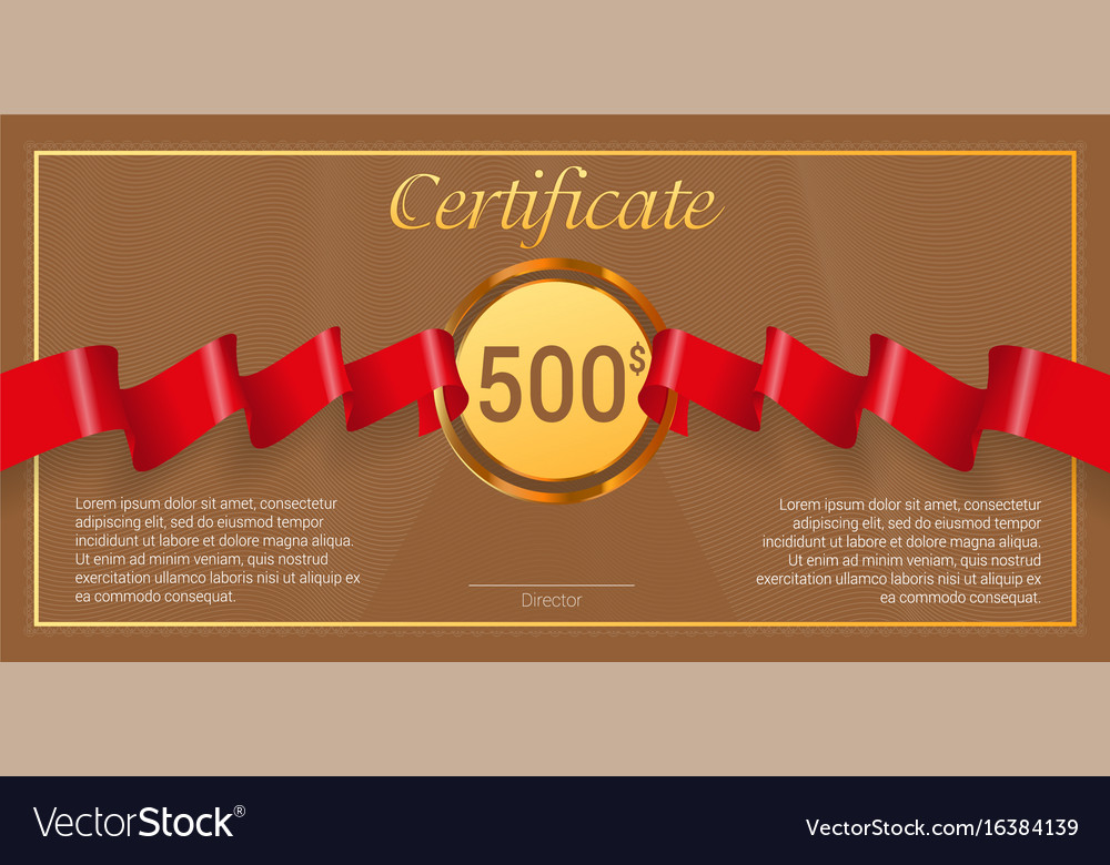 Gift certificate with red award ribbon template