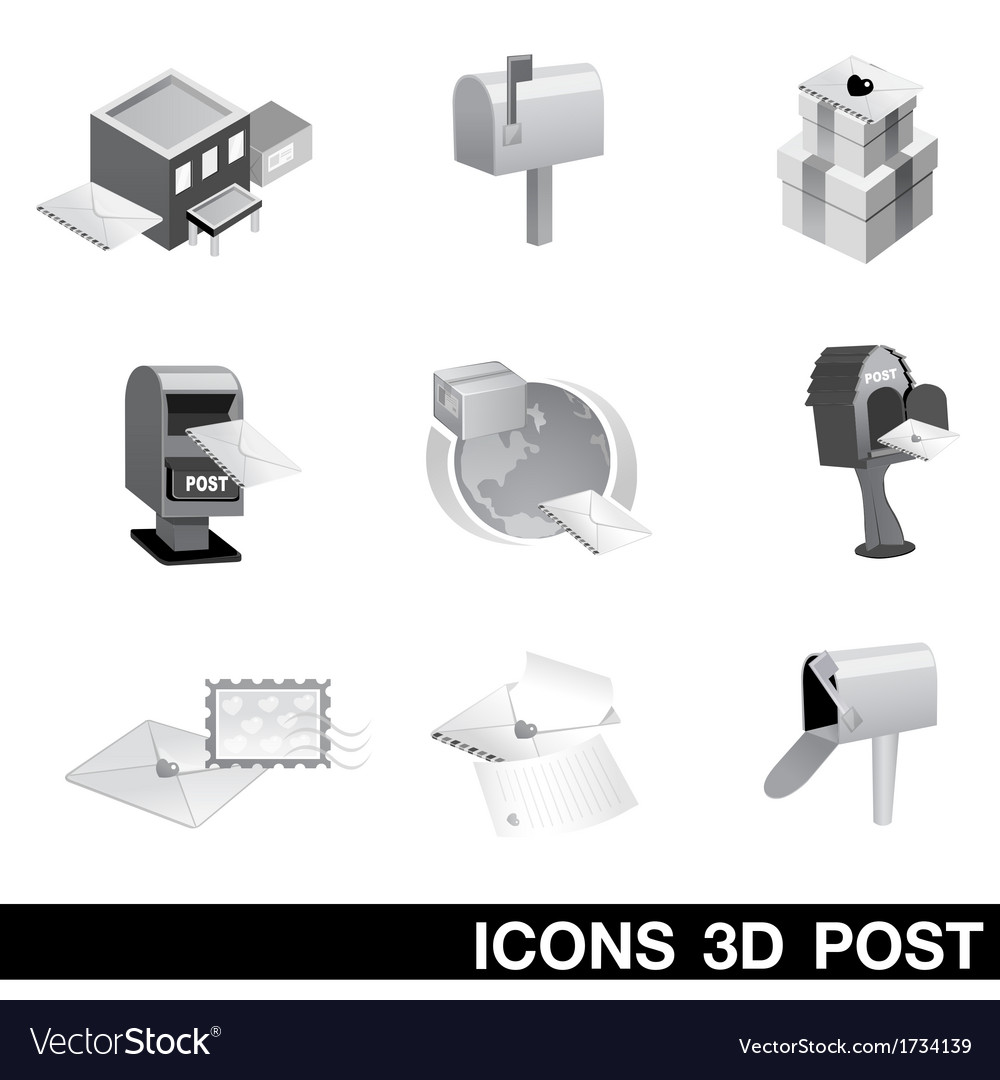 Icon set 3d post Royalty Free Vector Image - VectorStock