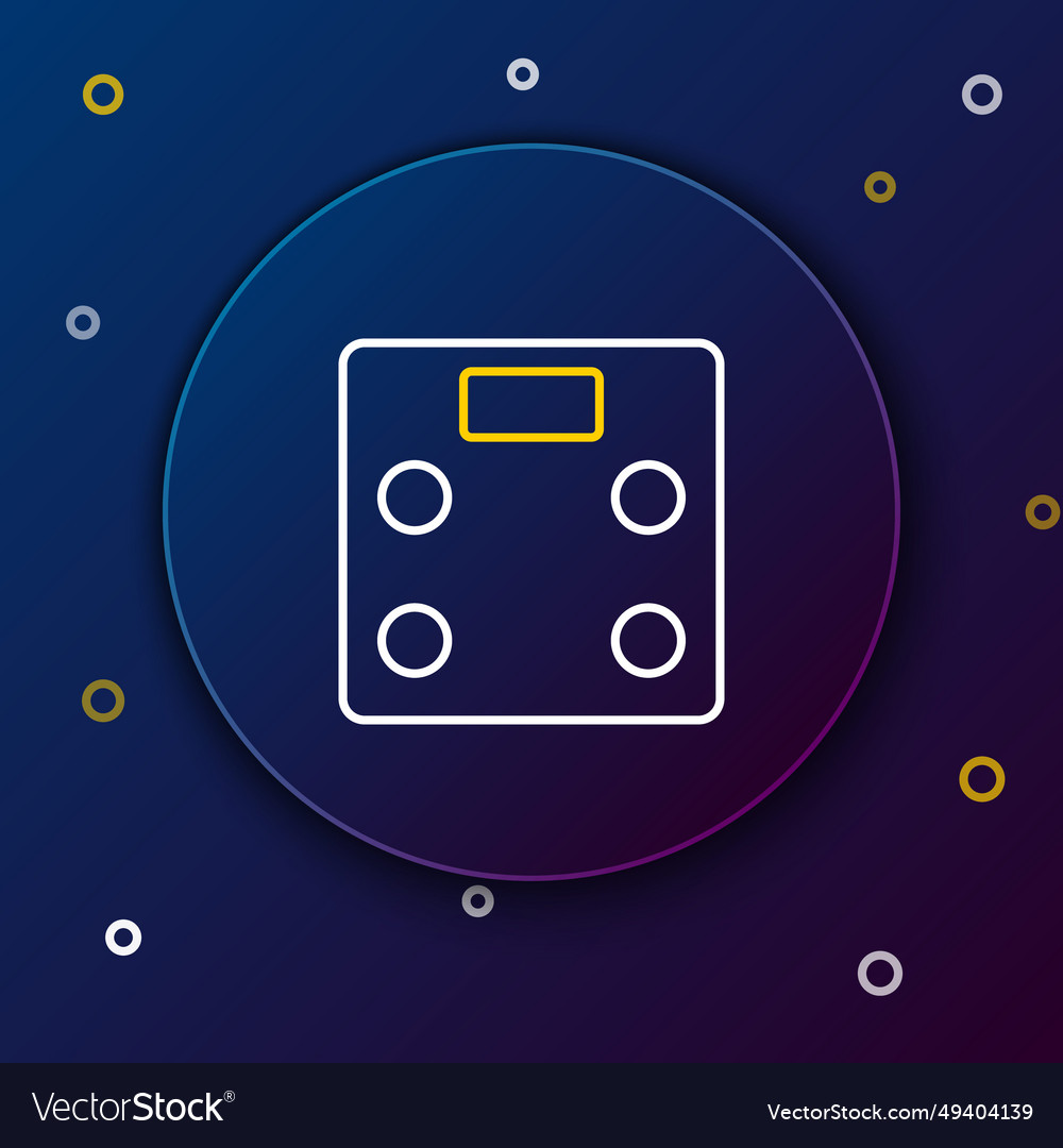 Line bathroom scales icon isolated on blue