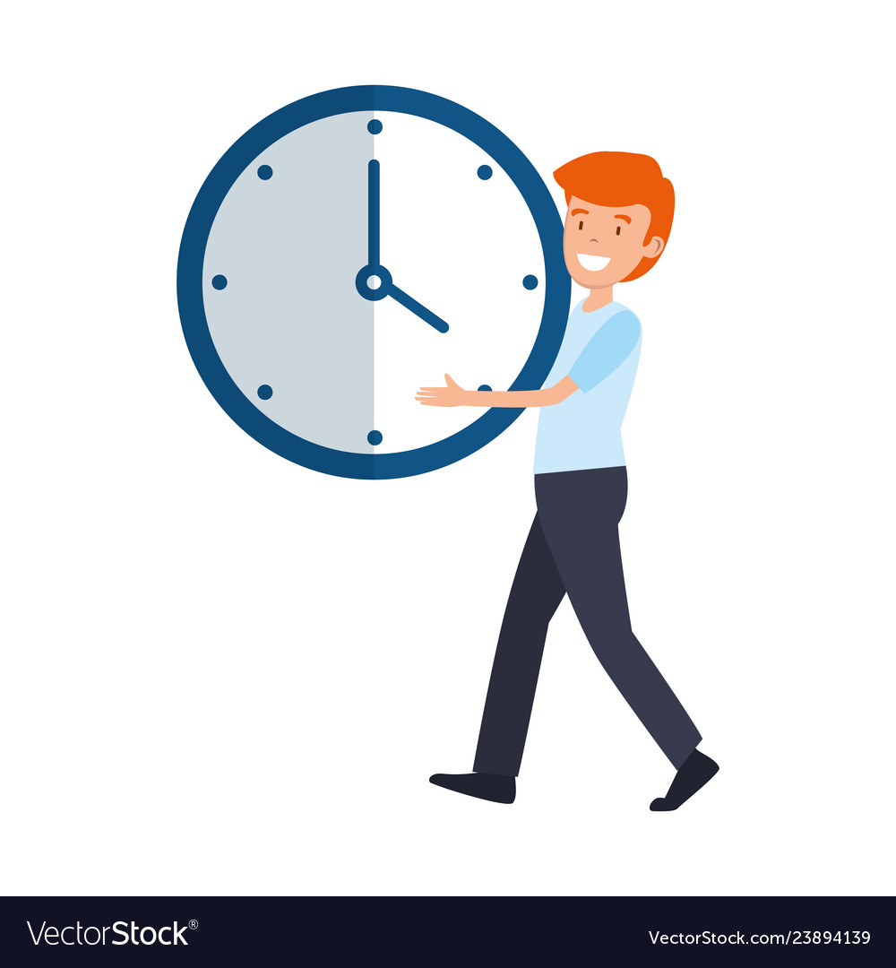 Man wants to stop the clock time management Vector Image