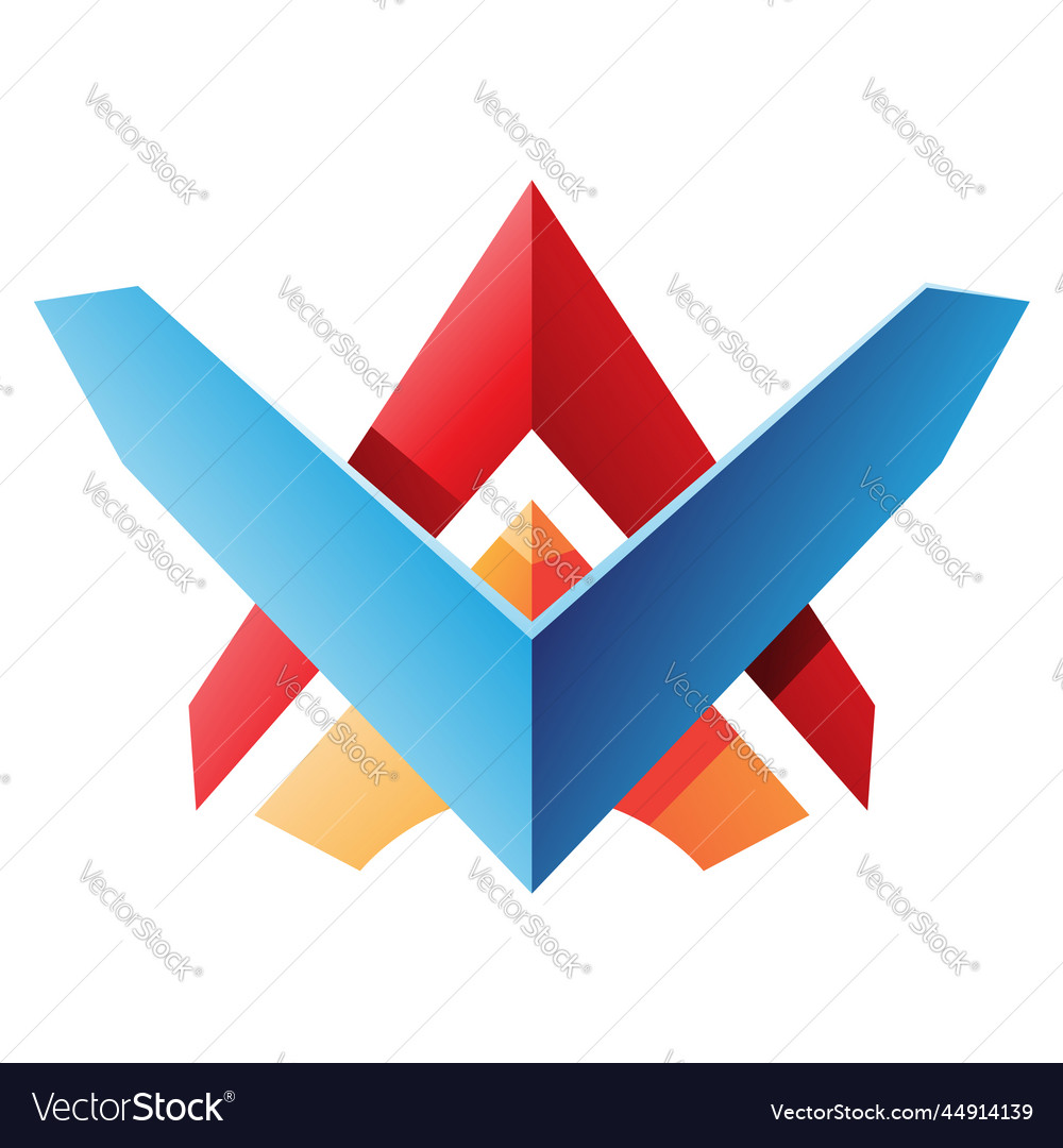 Red orange and blue arrow shaped tribal symbol Vector Image