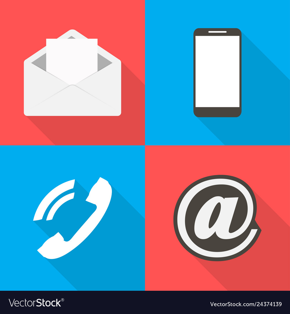 Set Icons Communication On Colored Backgrounds Vector Image