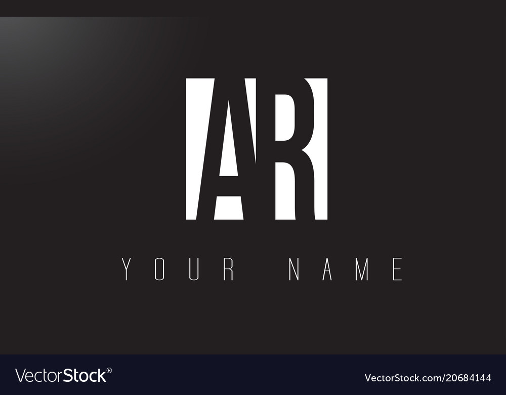 Ar letter logo with black and white negative