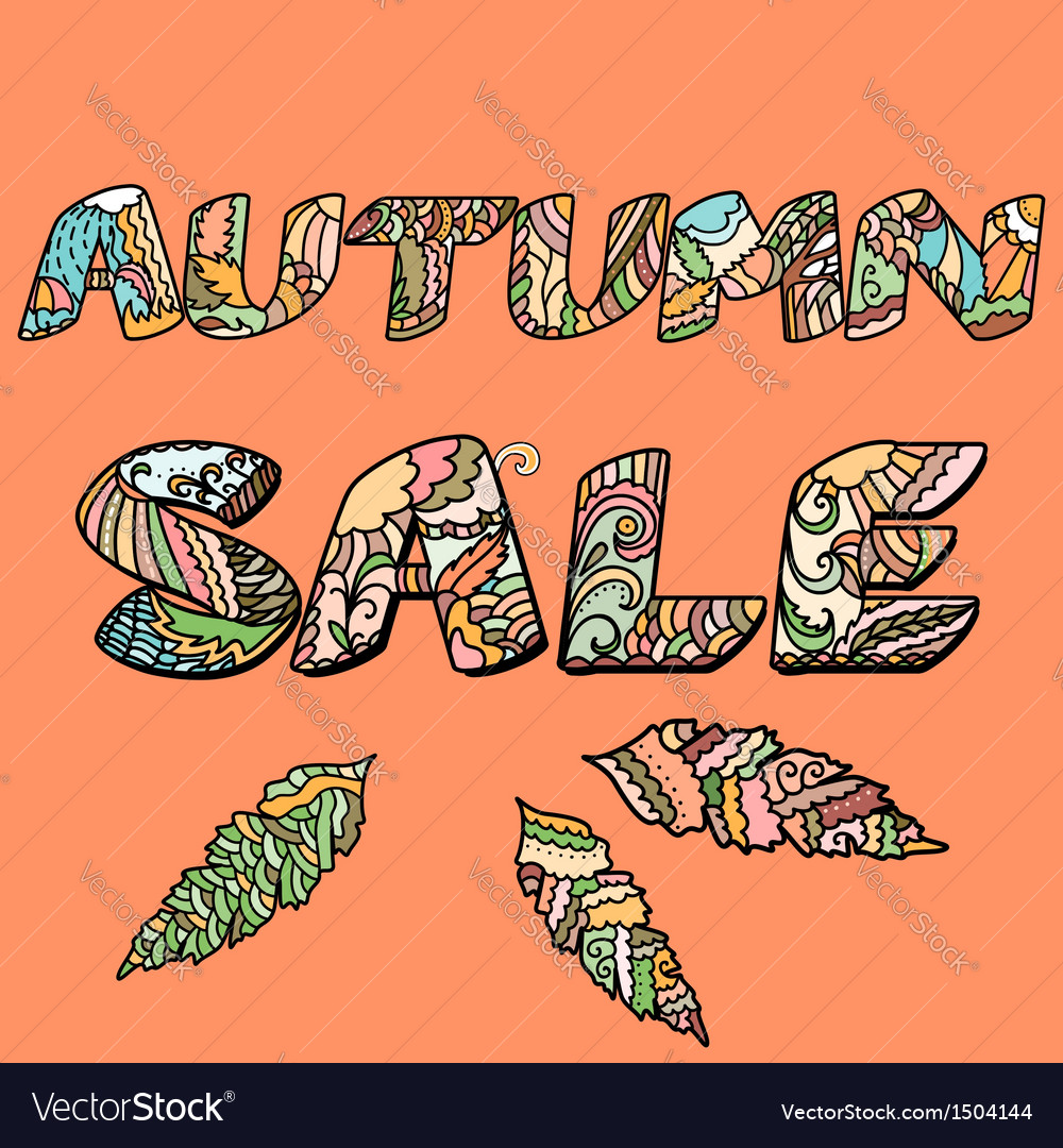 Autumn sale words with hand drawn elements