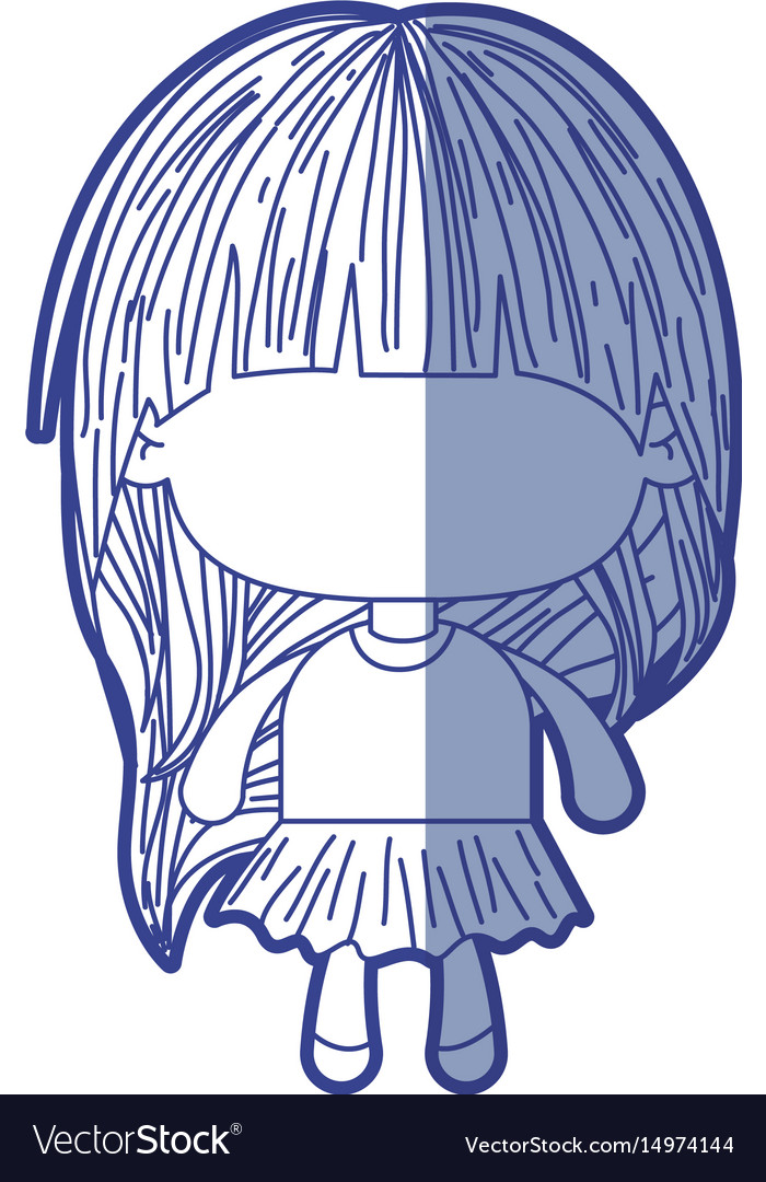 Blue shading silhouette of faceless little girl