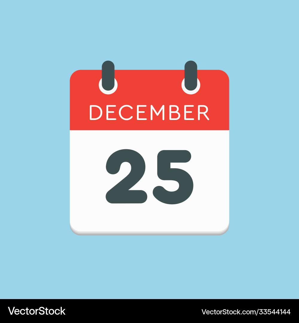 Calendar icon day 25 december template Royalty Free Vector