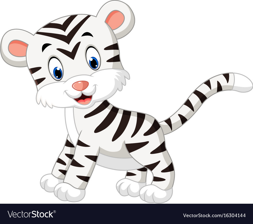 cute cartoon baby white tiger