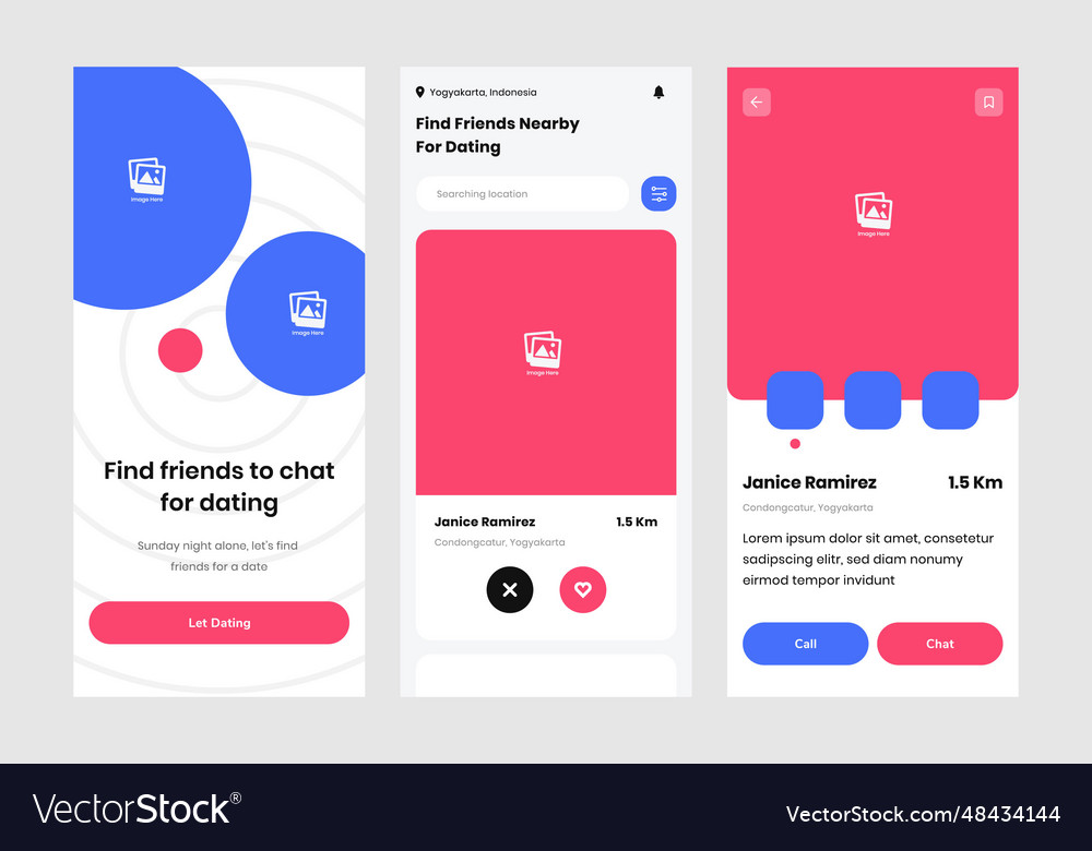 Dating interface design template