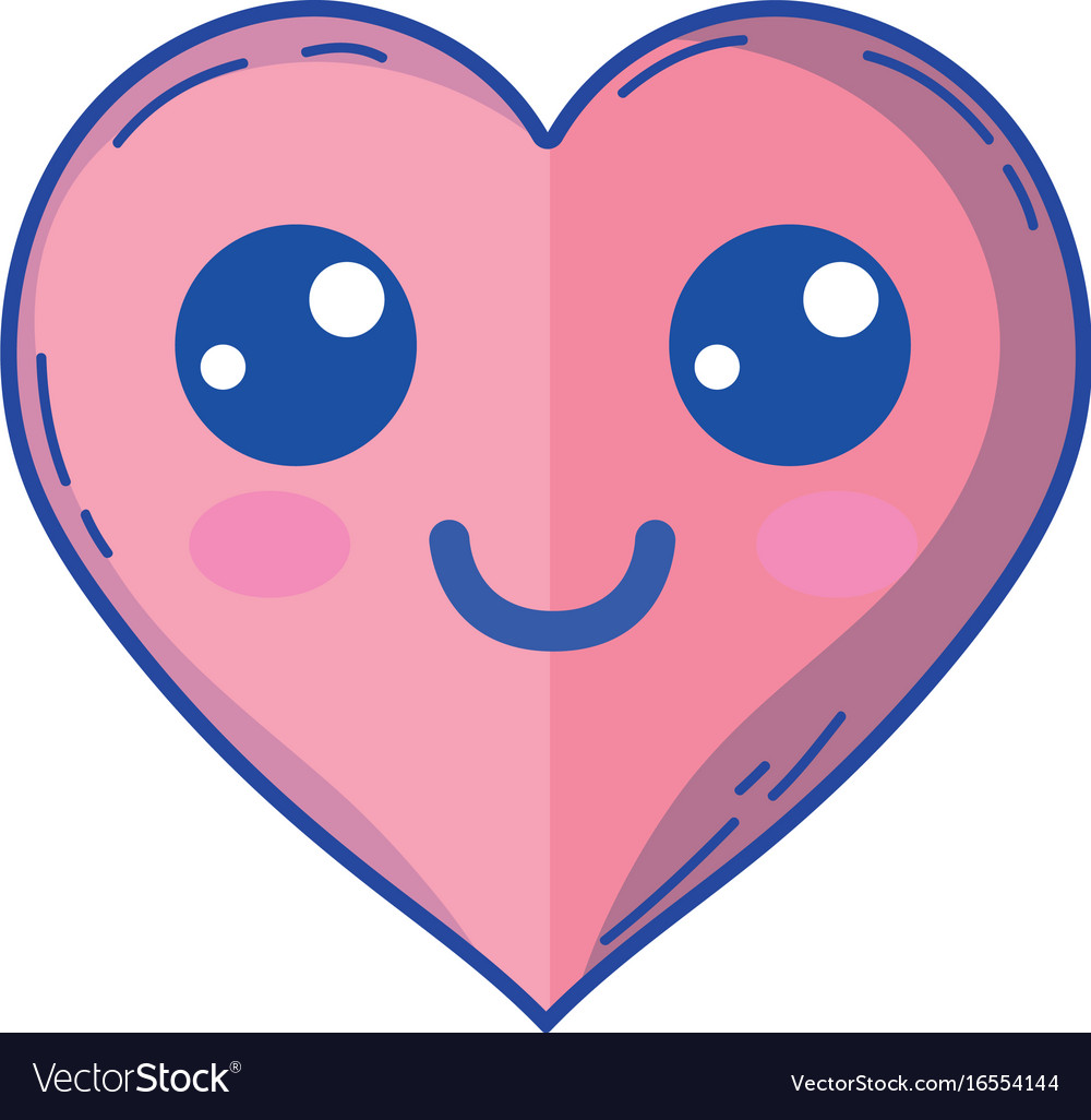 Kawaii cute happy heart love Royalty Free Vector Image