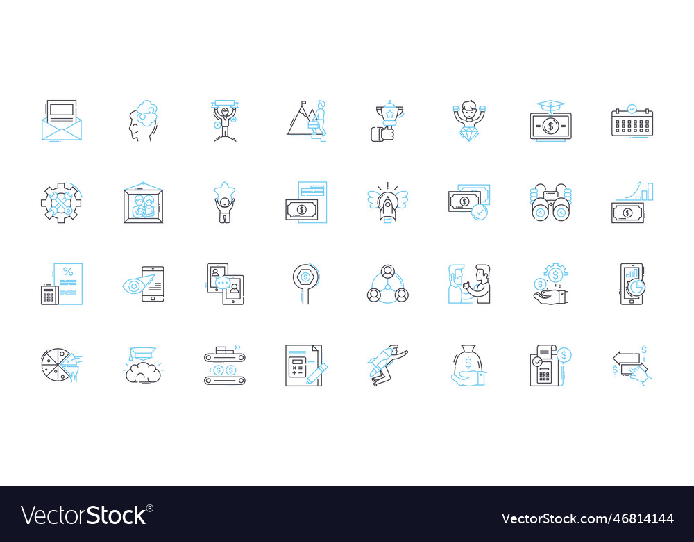 Online financing linear icons set digital