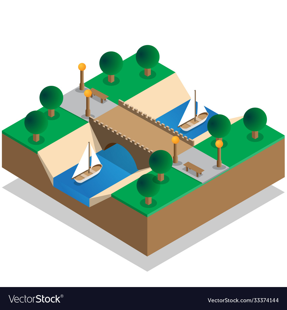 River in park Royalty Free Vector Image - VectorStock