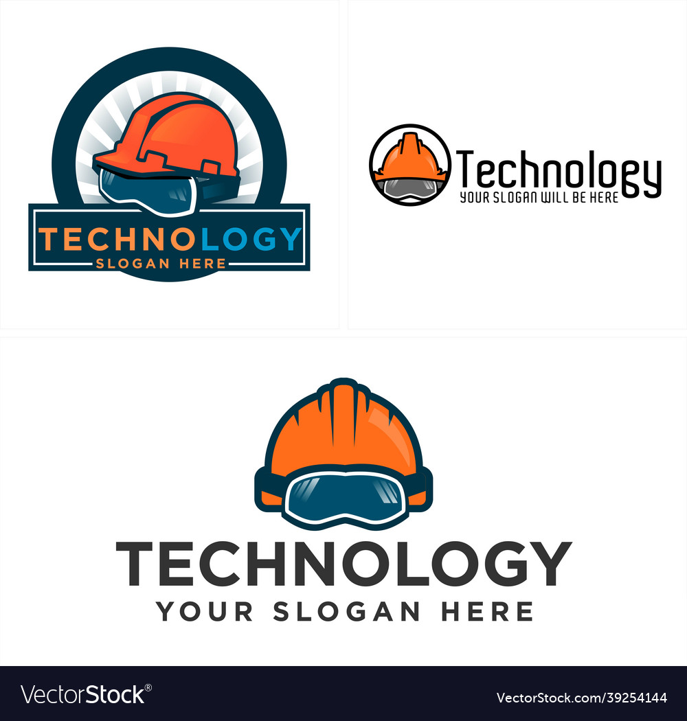 Technology safety helmet glasses logo design Vector Image