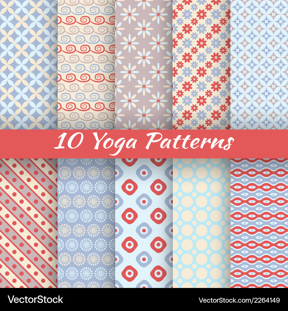 10 Yoga seamless patterns tiling Royalty Free Vector Image