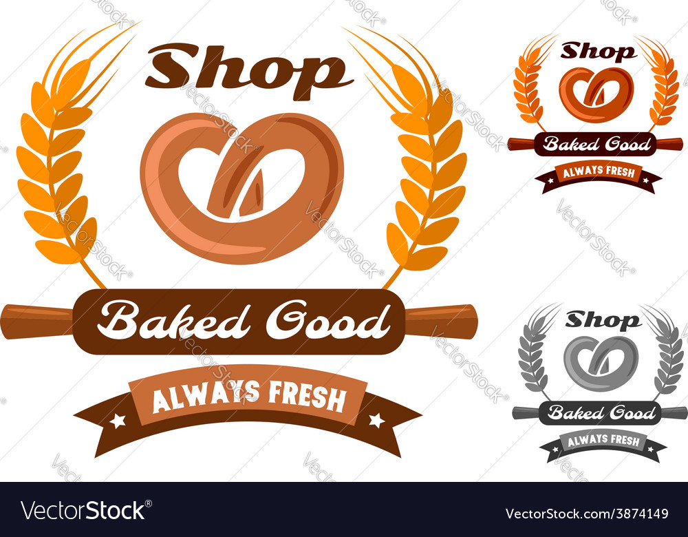 Bakery Shop Emblem Or Logo With Pretzel Royalty Free Vector