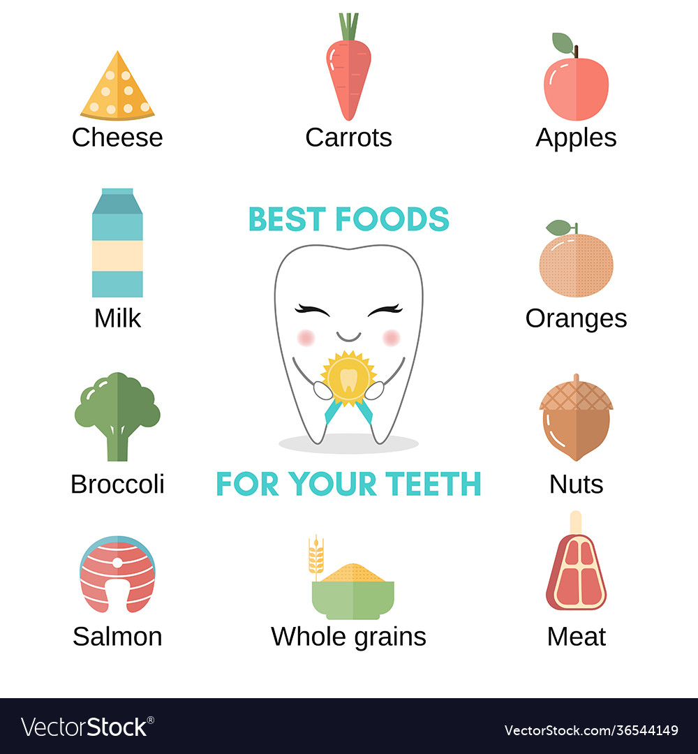 Best food for healthy teeth Royalty Free Vector Image