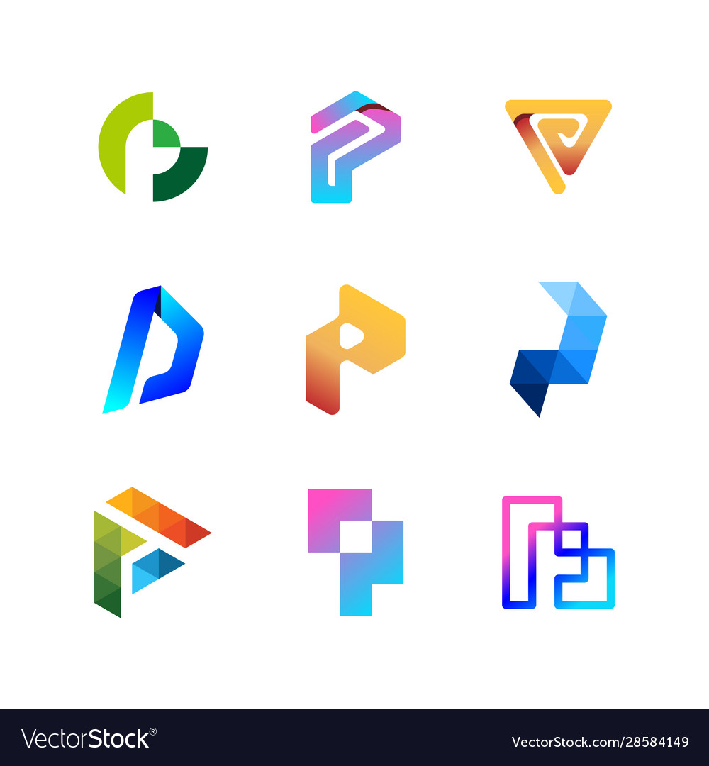 Collection logo letters p color gradient full Vector Image