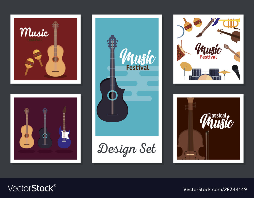 Designs set poster instruments musicals