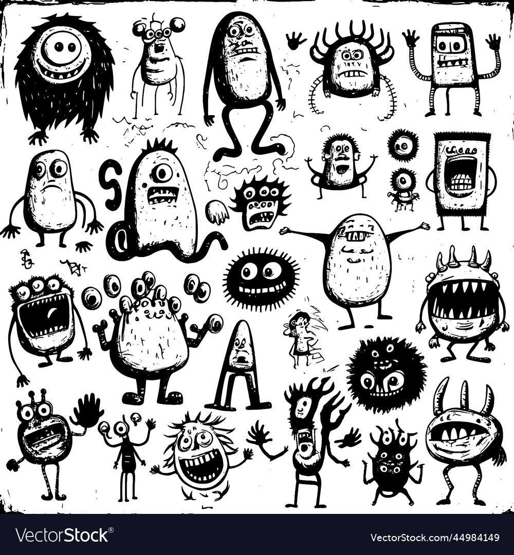 Free Vector  Doodle monsters set