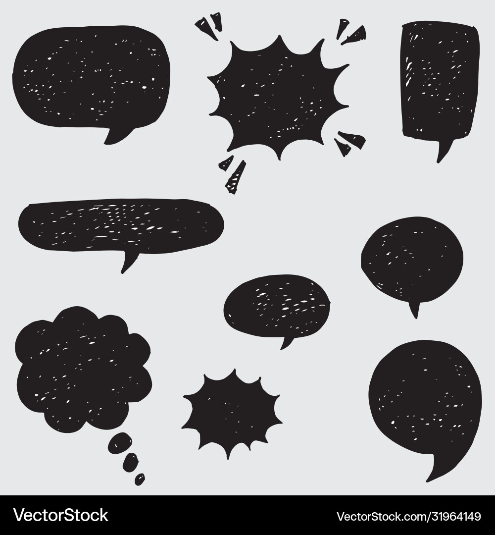 Hand drawn set speech bubbles comic speech Vector Image