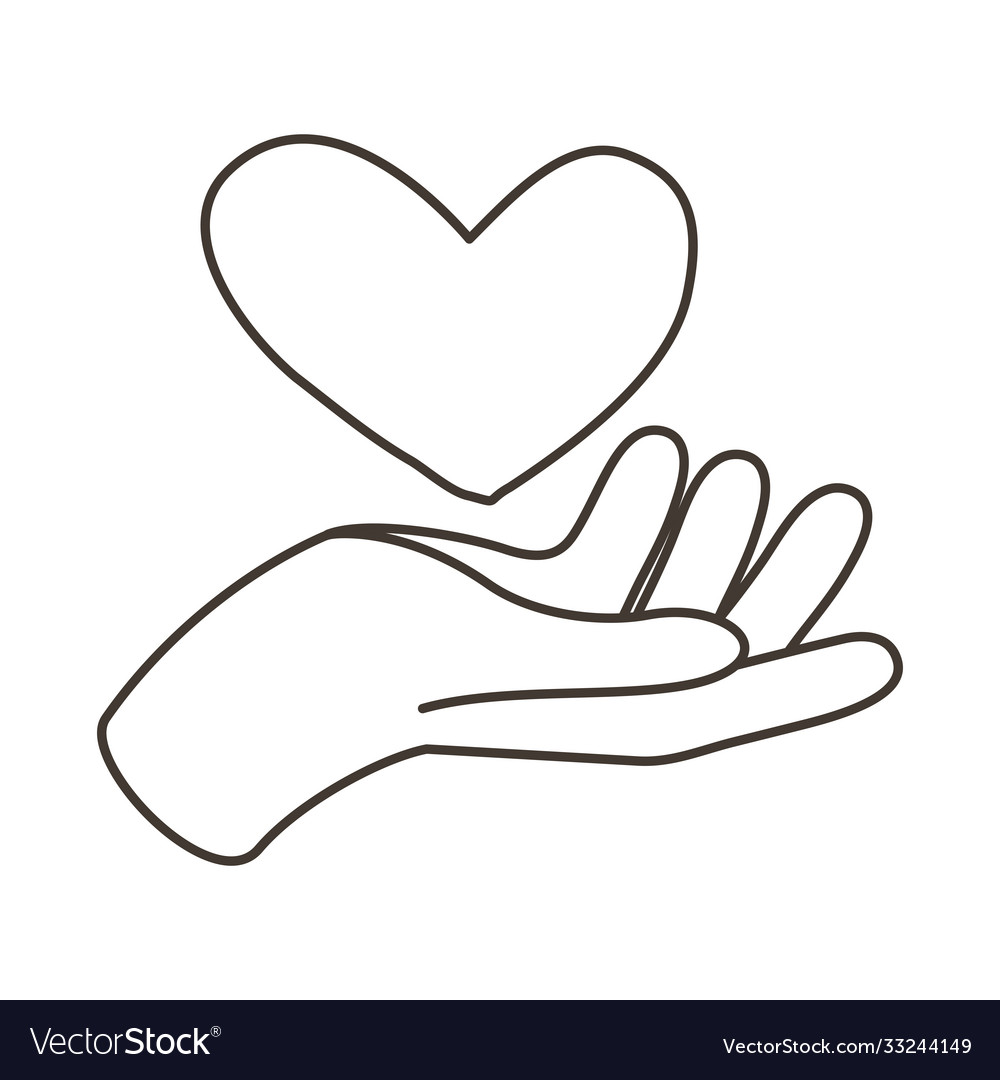 Hand human lifting heart line style icon Vector Image