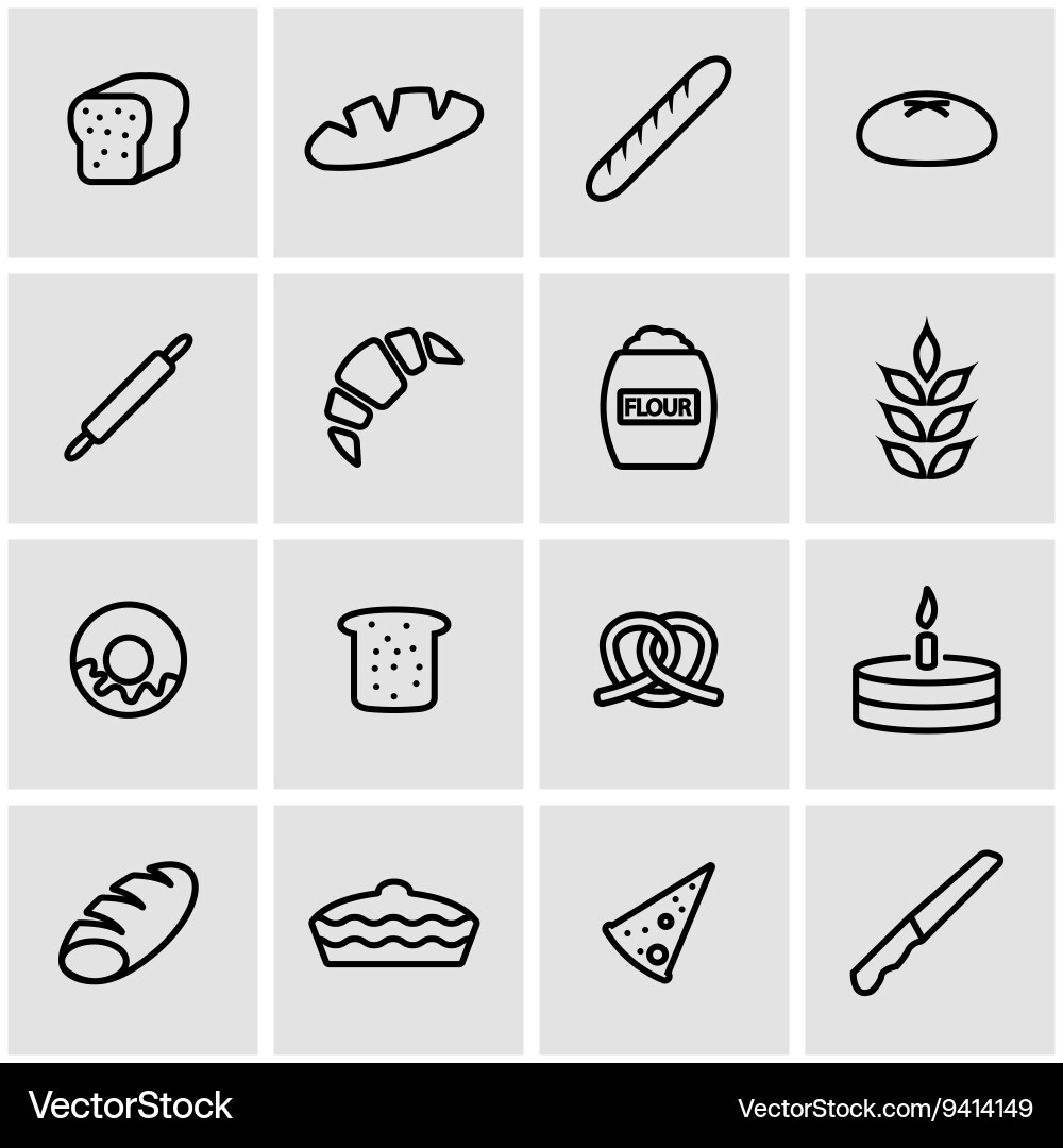 Line bakery icon set Royalty Free Vector Image
