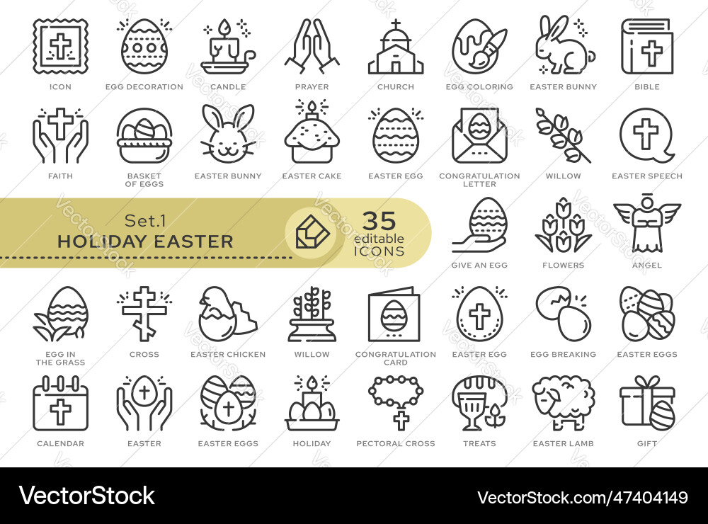 Set icons easter 01 Royalty Free Vector Image - VectorStock