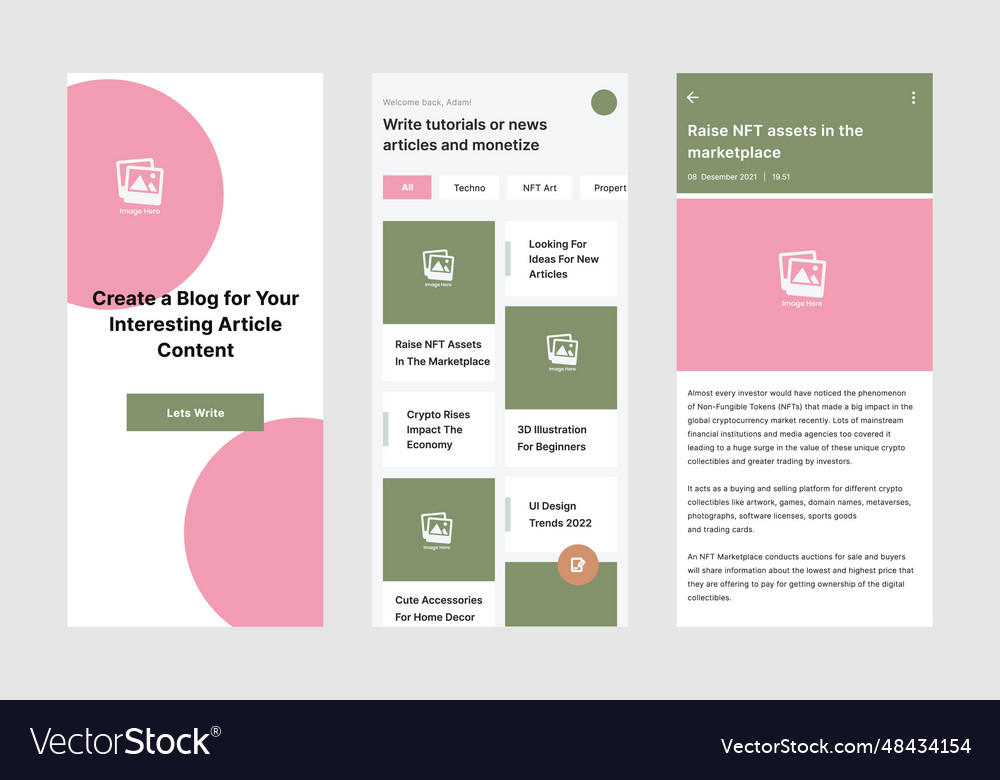 Blog ui design template Royalty Free Vector Image