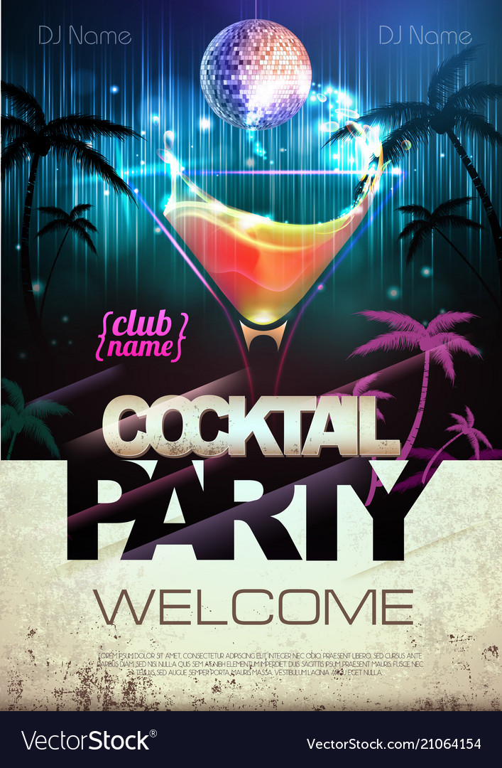 Disco background cocktail party poster Royalty Free Vector