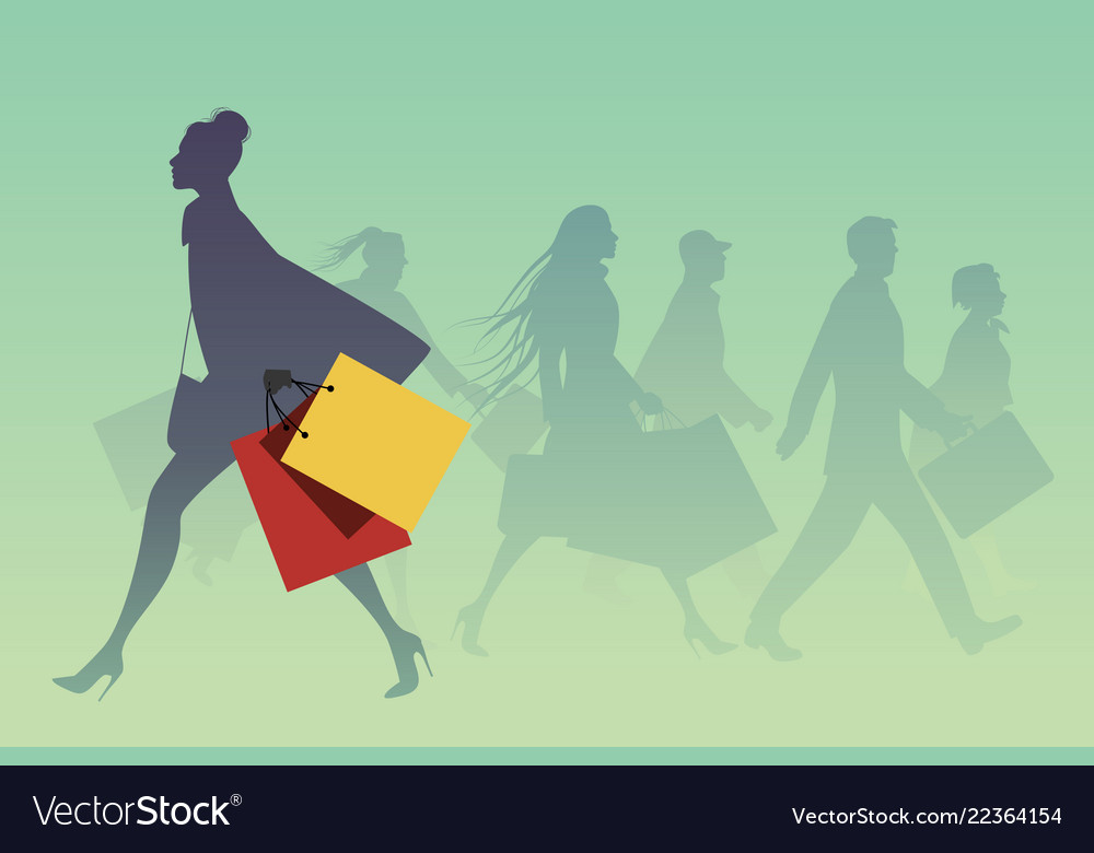 Fashionable woman with shopping bags walking