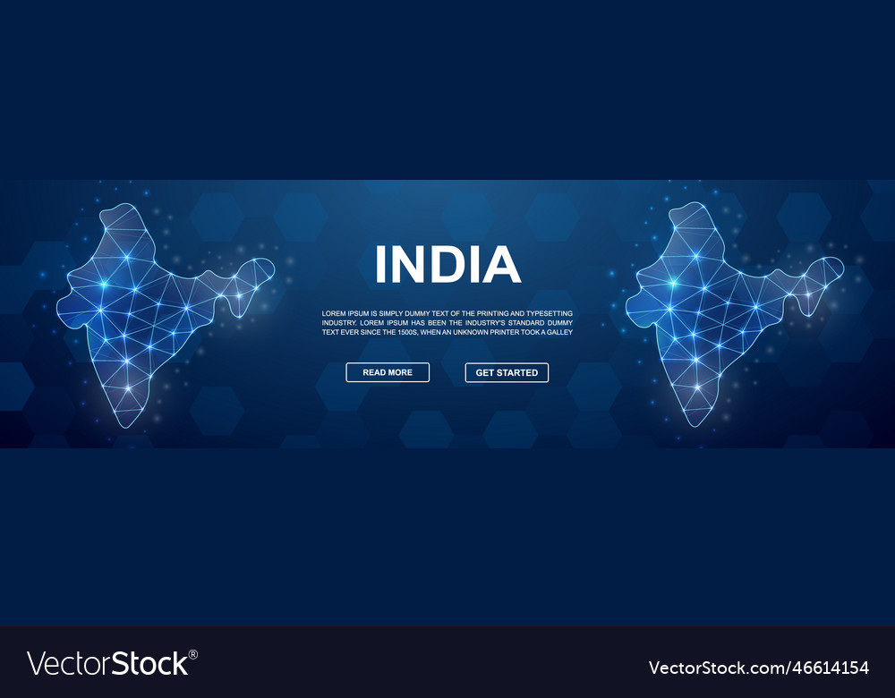 India polygonal promotion banner horizontal low