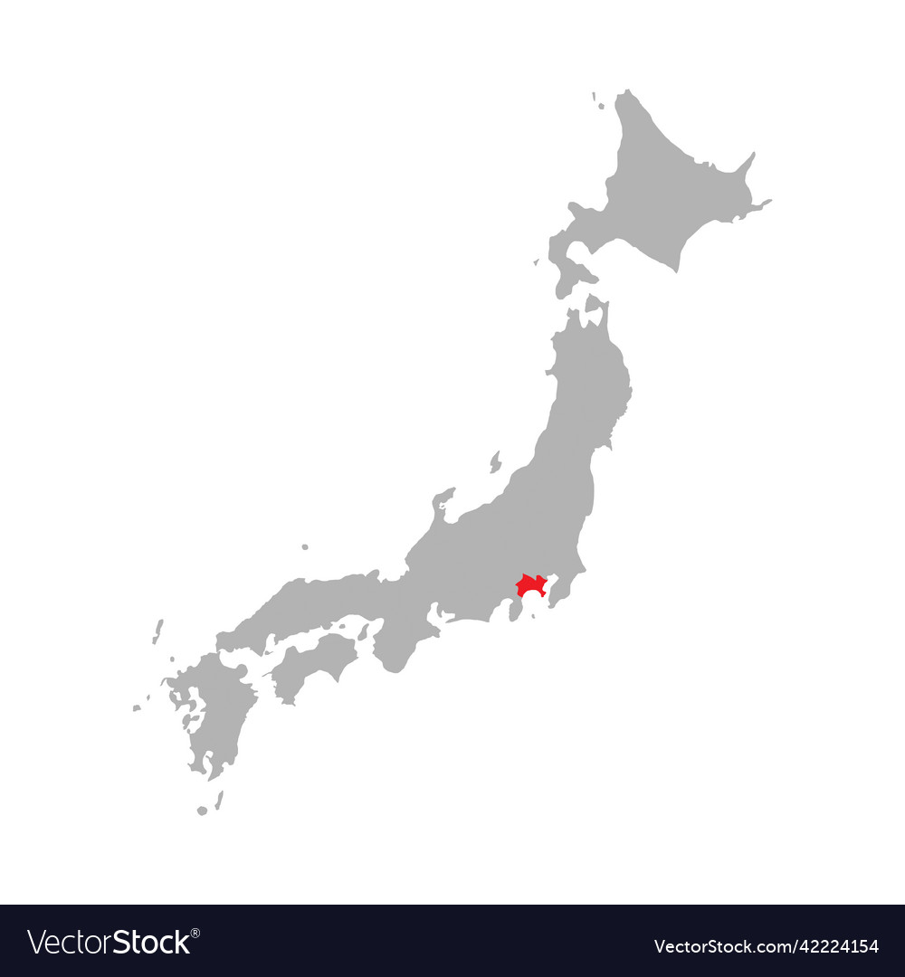 Kanagawa prefecture highlight on the map of japan