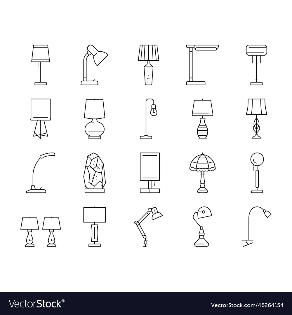 Lamp Tischleuchte Home Schreibtisch Icons Set