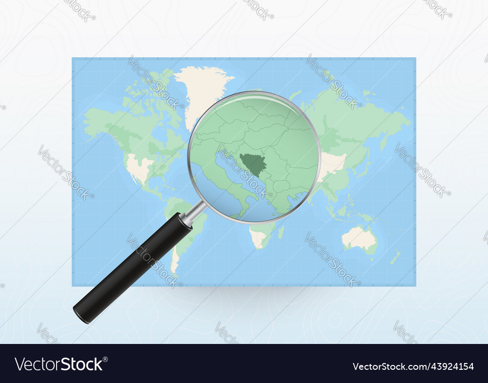 Map of the world with a magnifying glass aimed