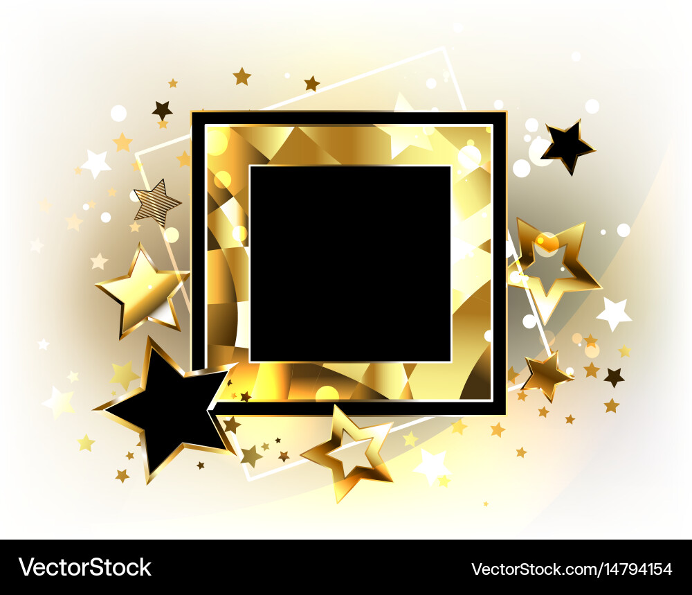 Square Banner With Golden Stars Royalty Free Vector Image