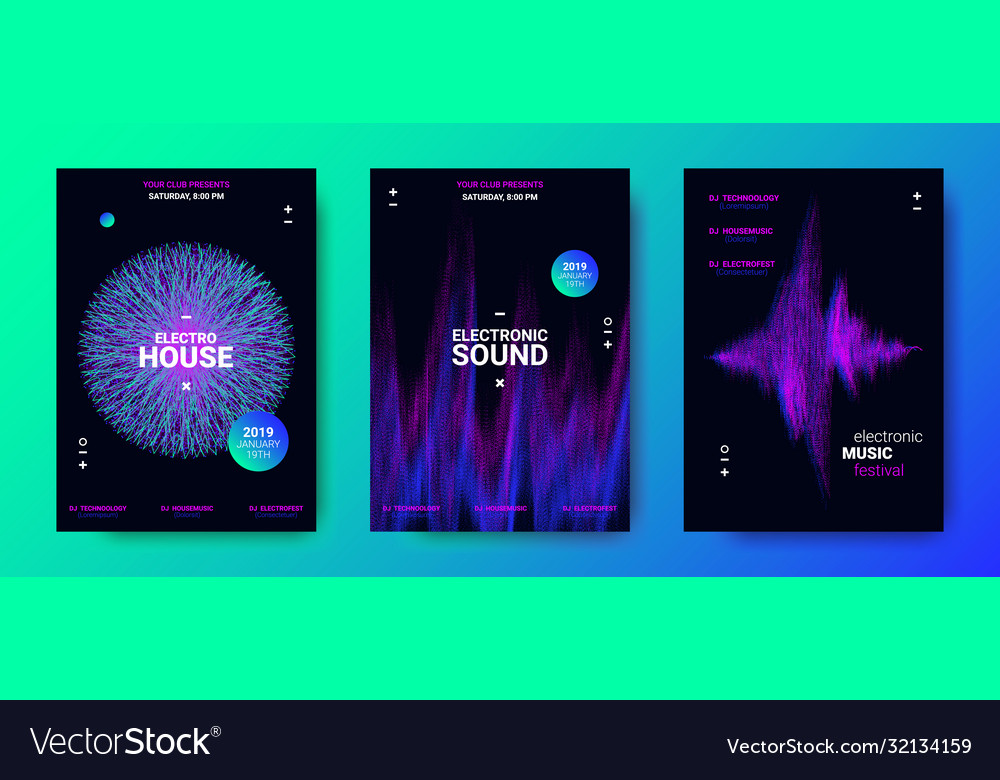 Electronic music posters with sound amplitude