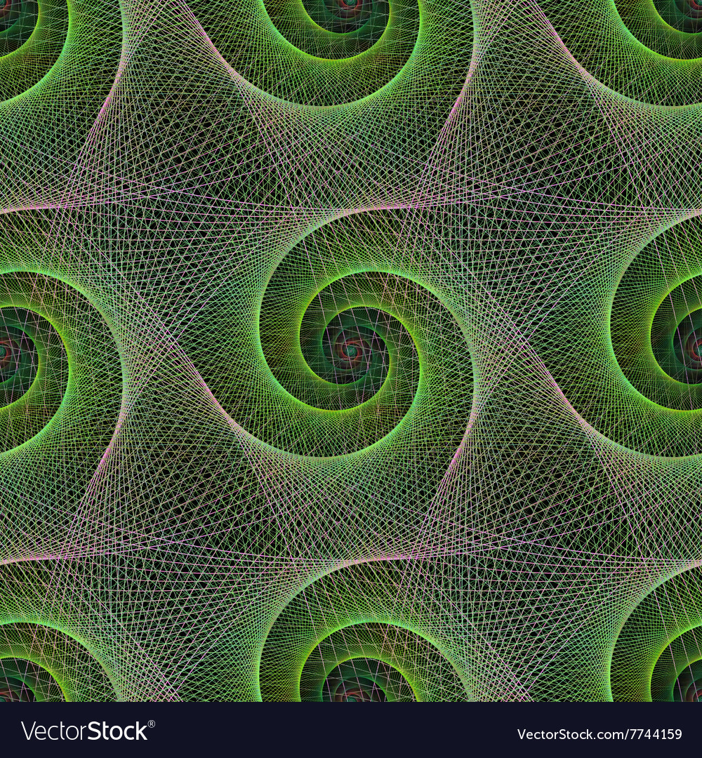 Green repeating wired fractal spiral pattern Vector Image